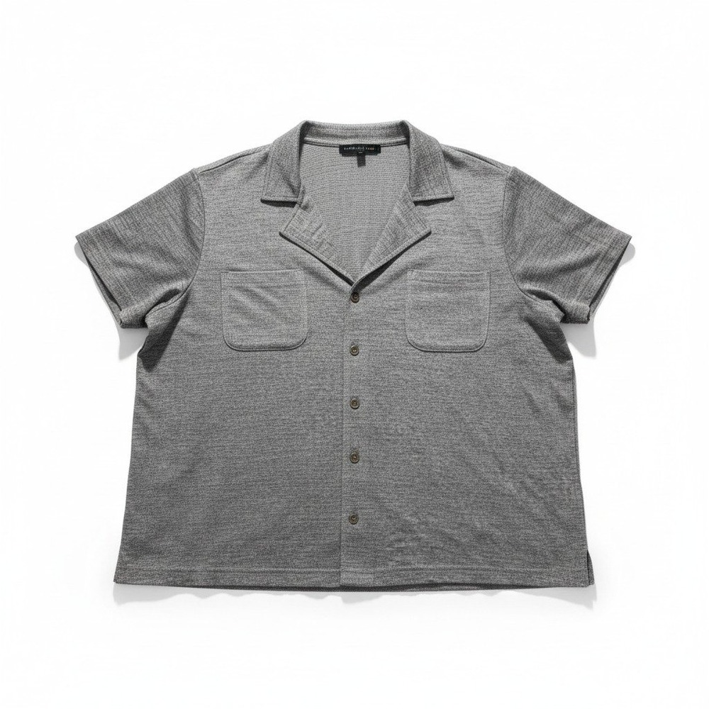Jane + Delancey XL Gray Womens Button Up Shirt Short Sleeve Cozy Casual Top